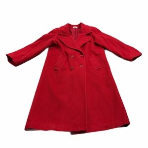 80s/90s Vintage Lorovi Wool Longline Trench Coat (Red) Size 12